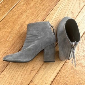 Gray suede booties, size 7